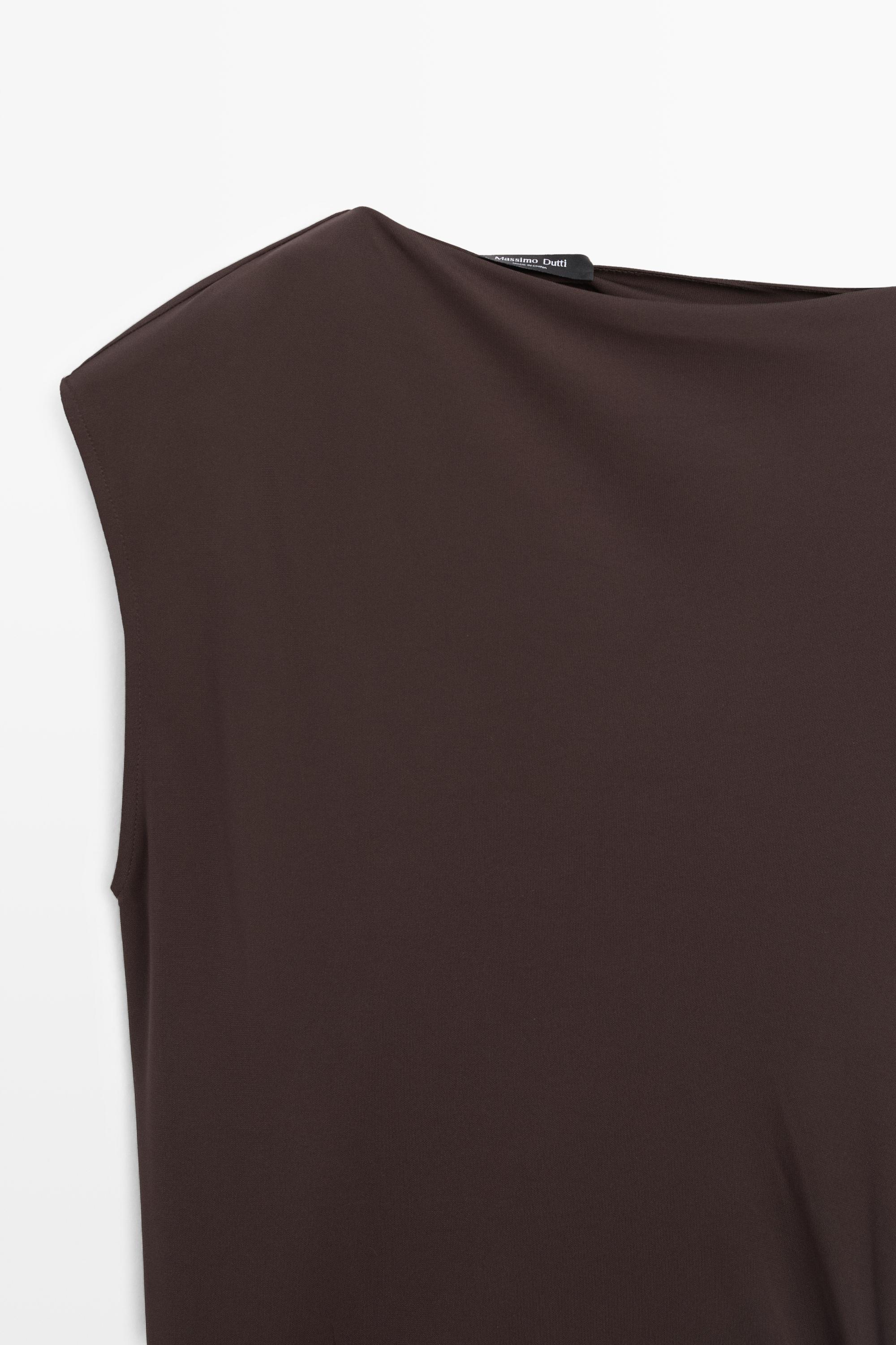 Asymmetric ruched midi dress